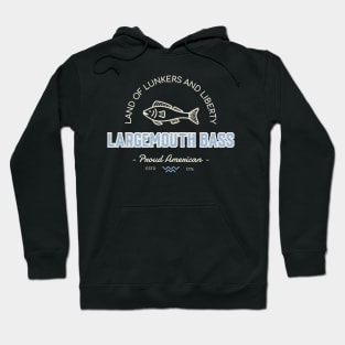 Land of Lunkers and Liberty: Largemouth Bass - Proud American Hoodie